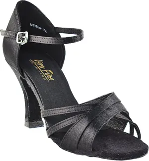Very Fine Women's Ballroom Dance Shoes Tango Wedding Salsa Dance Shoes Black Satin 6030EB Comfortable Dance Shoes 3" Heel 9.5 M US [Bundle of 5]
