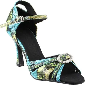 Very Fine Women's Ballroom Dance Shoes Tango Wedding Salsa Dance Shoes Blue & Green Snake Sera1154EB Comfortable Dance Shoes 3" Heel 8.5 M US [Bundle of 5]
