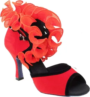 Very Fine Women's Ballroom Dance Shoes Tango Wedding Salsa Dance Shoes Ruffle Red Velvet Sera7013EB Comfortable Dance Shoes 2.5" Heel 8 M US [Bundle of 5]