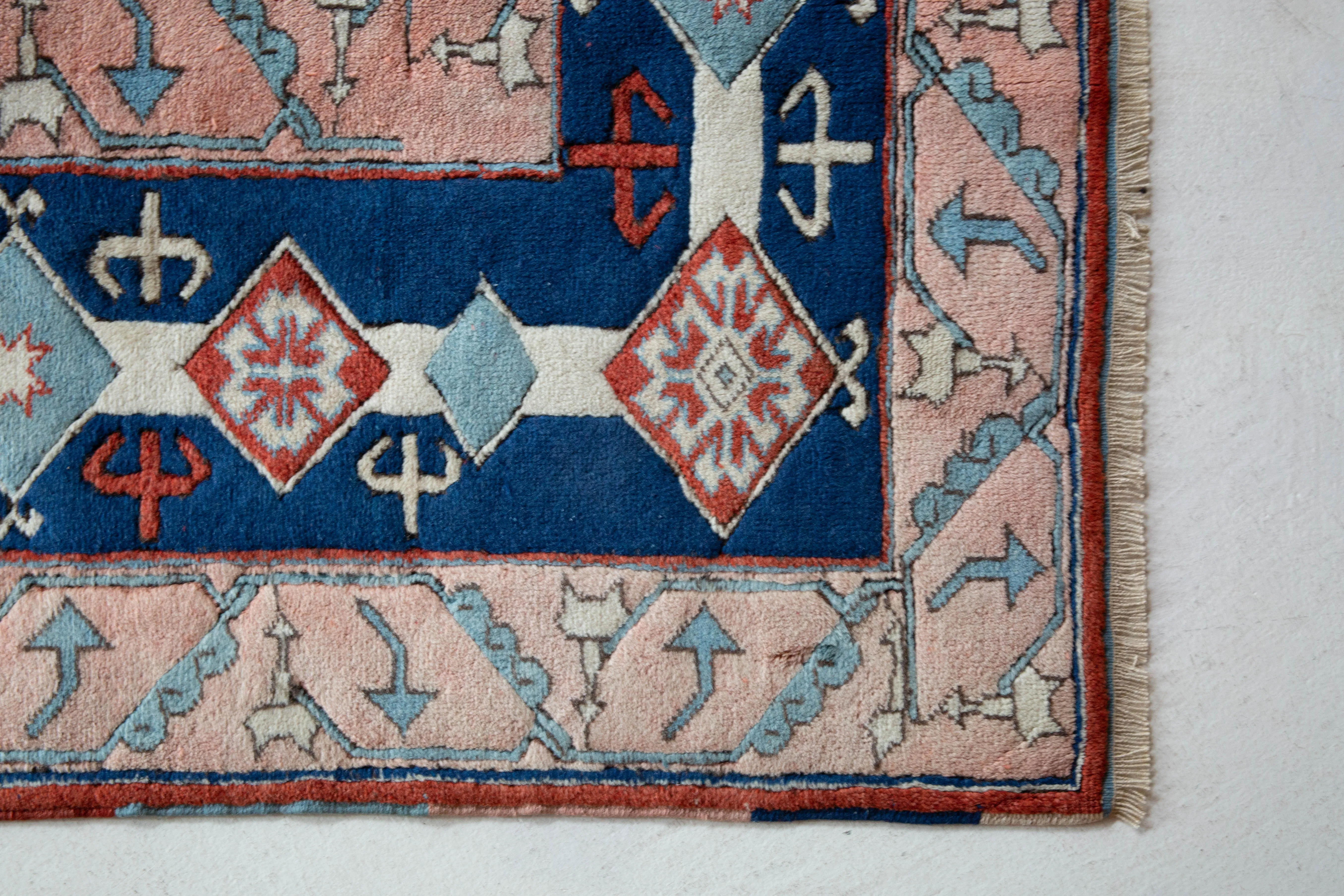 Vintage Caucasian design Nigde Rug 7'4"x9'9"