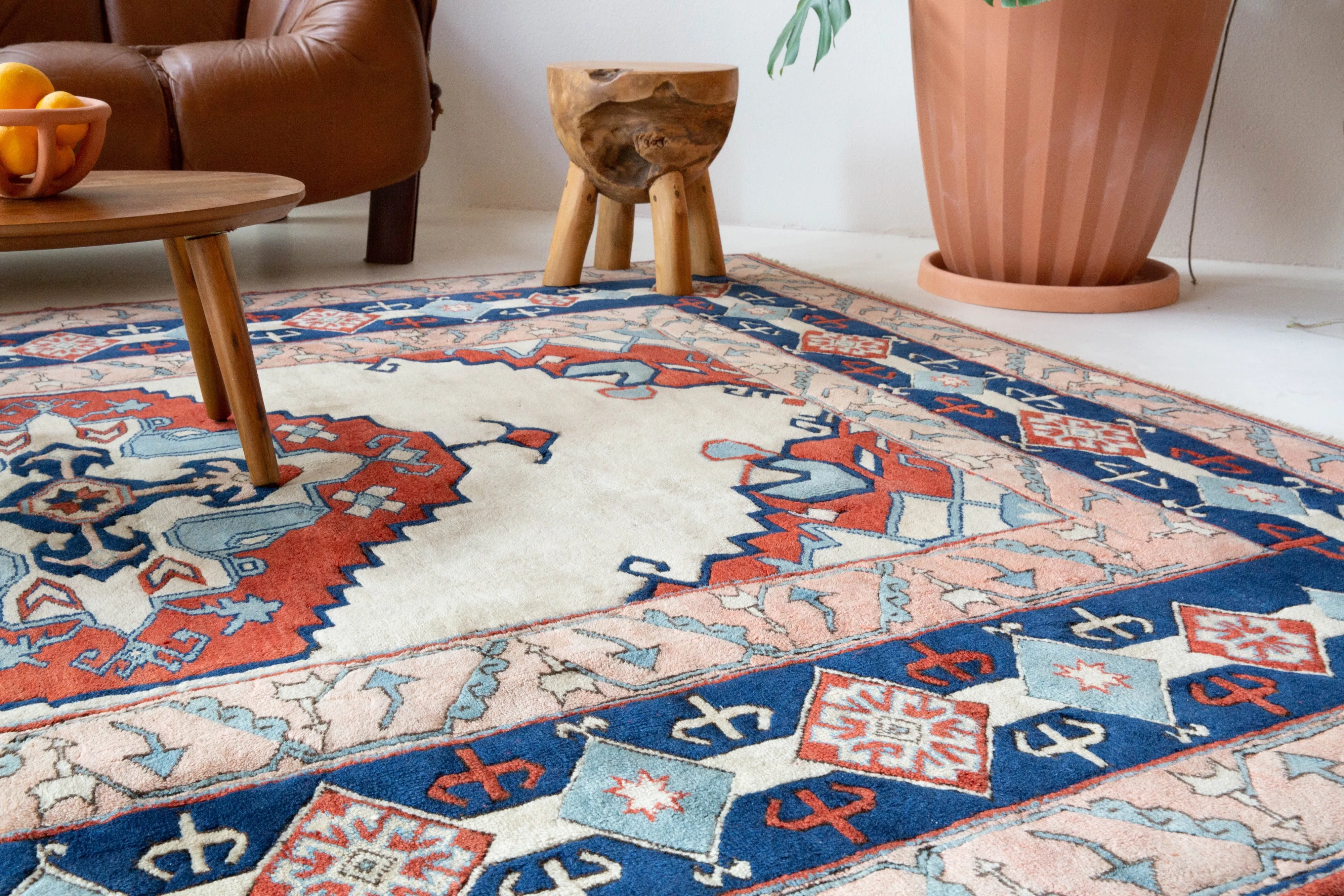 Vintage Caucasian design Nigde Rug 7'4"x9'9"