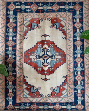 Vintage Caucasian design Nigde Rug 7'4"x9'9"