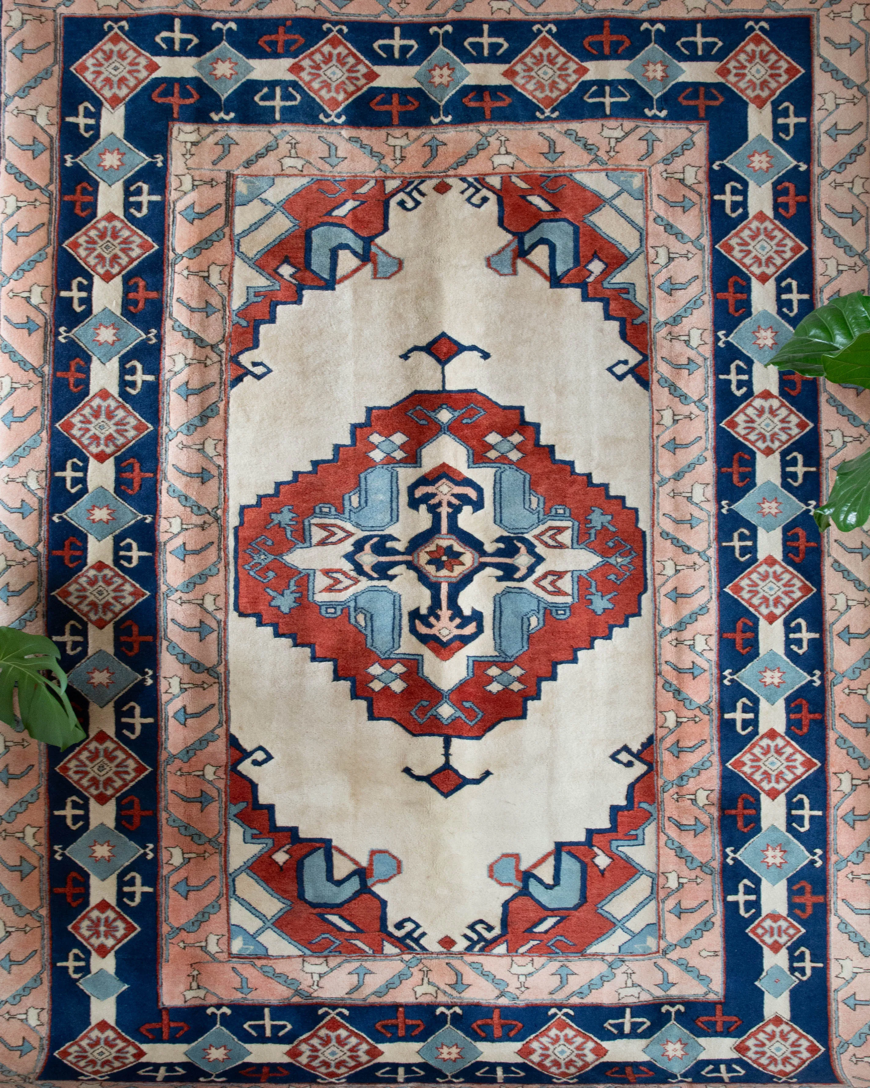 Vintage Caucasian design Nigde Rug 7'4"x9'9"