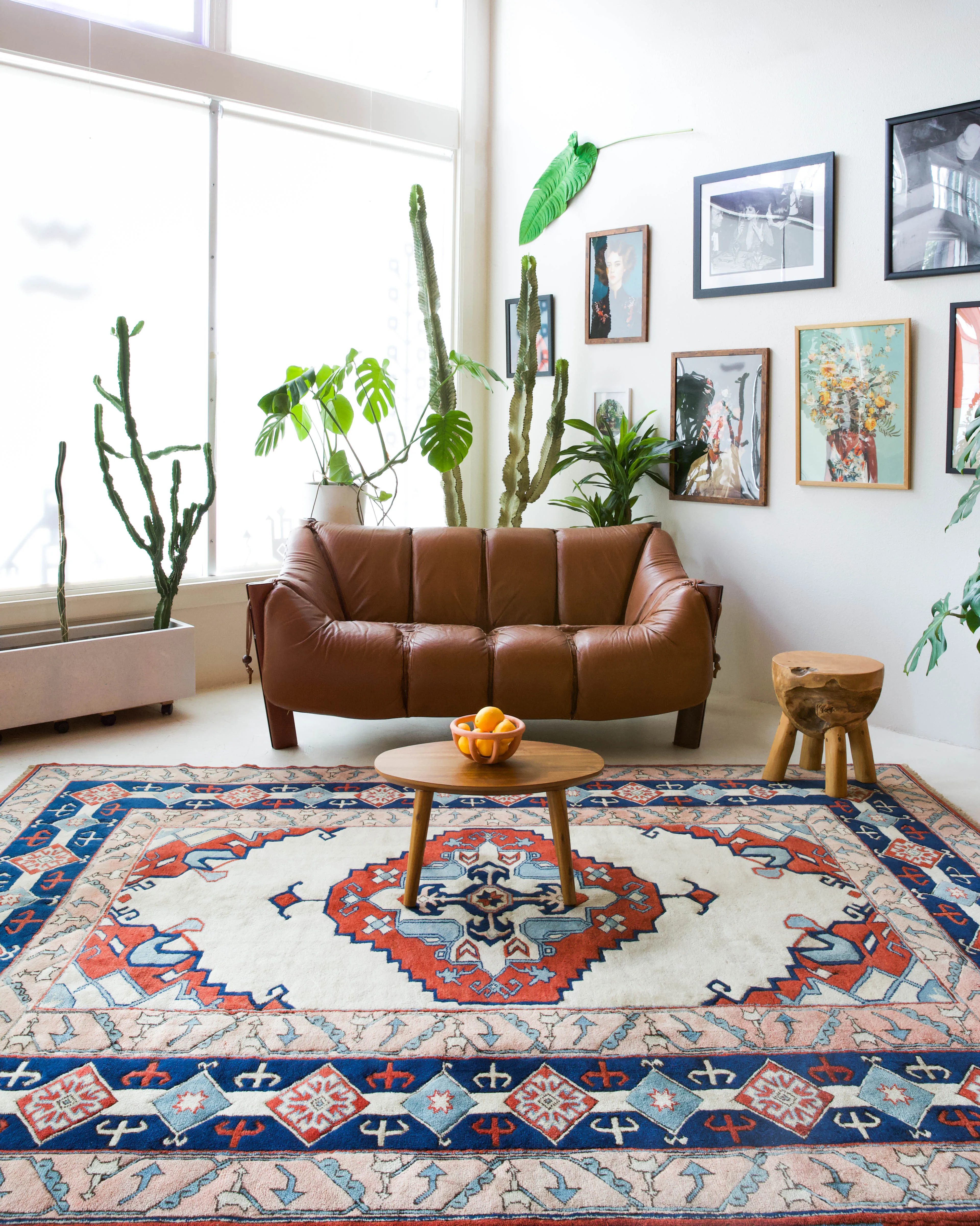 Vintage Caucasian design Nigde Rug 7'4"x9'9"