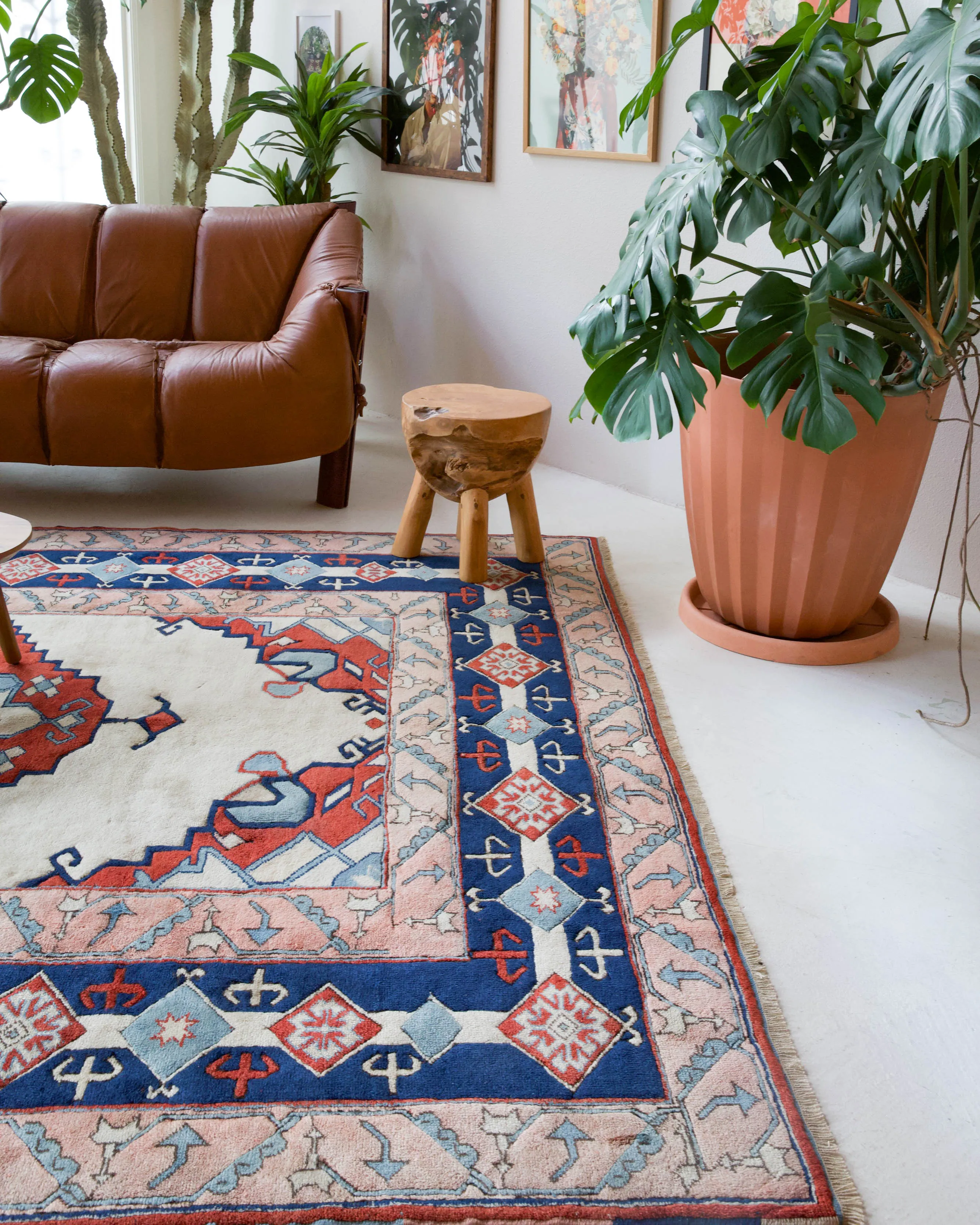 Vintage Caucasian design Nigde Rug 7'4"x9'9"