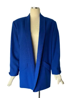 Vintage Royal Blue Wool Oversized Blazer Jacket