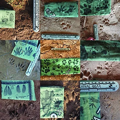 WAZOO Animal Tracks Survival Bandana for Camping, Hiking, Hunting, Backpacking, Outdoors - Scarf/Handkerchief/Face Mask - 100% Cotton Made in the USA