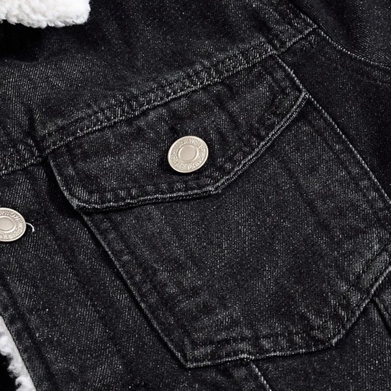 West Louis Winter Thick Fleece Jeans Jacket