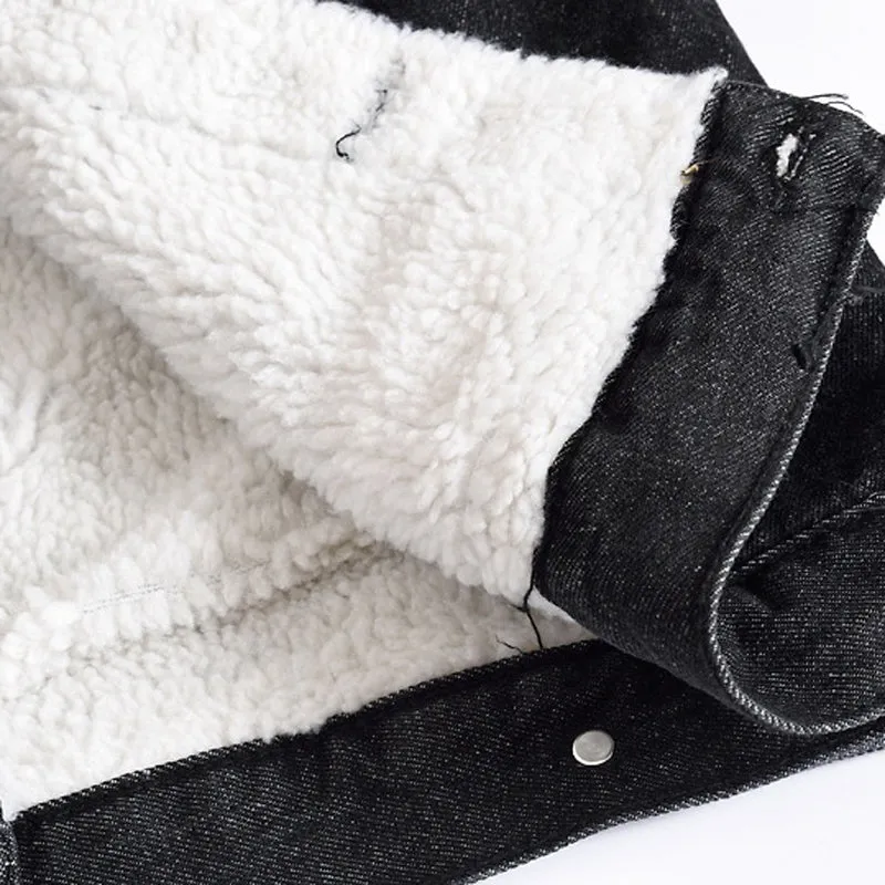 West Louis Winter Thick Fleece Jeans Jacket