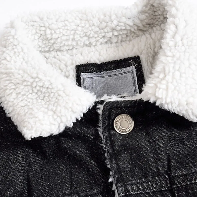 West Louis Winter Thick Fleece Jeans Jacket