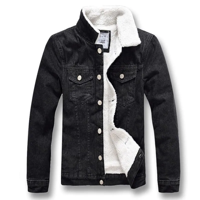 West Louis Winter Thick Fleece Jeans Jacket