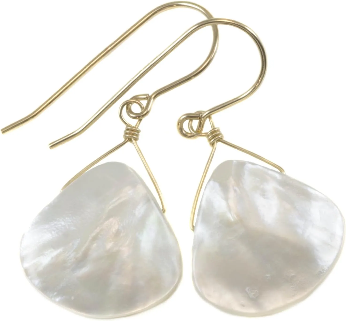 White Mother of Pearl Earrings Smooth Fat Simple MOP Tear Drops Everyday Dangles