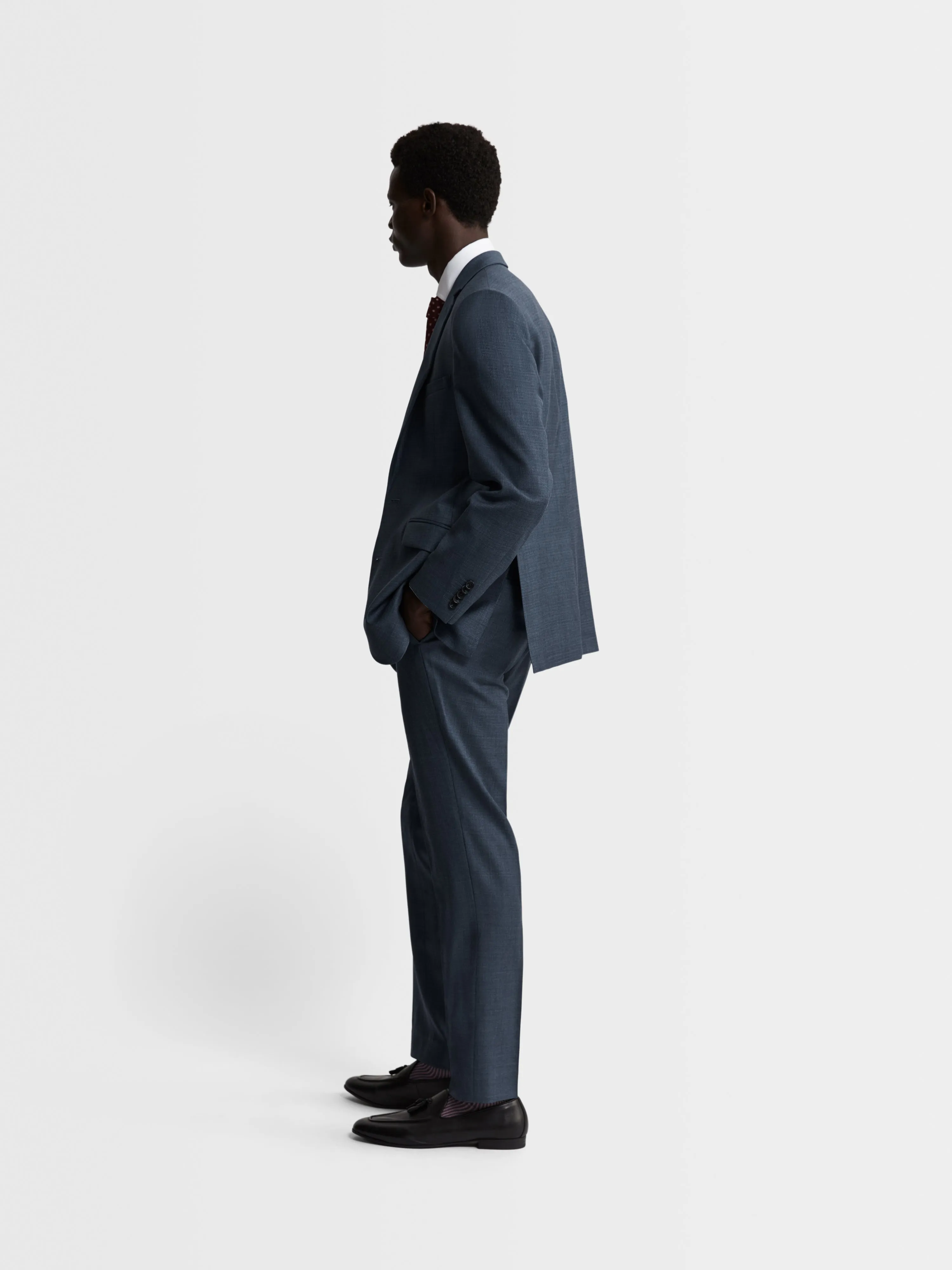 Williams Italian Luxury Slim Denim Puppytooth Suit Jacket