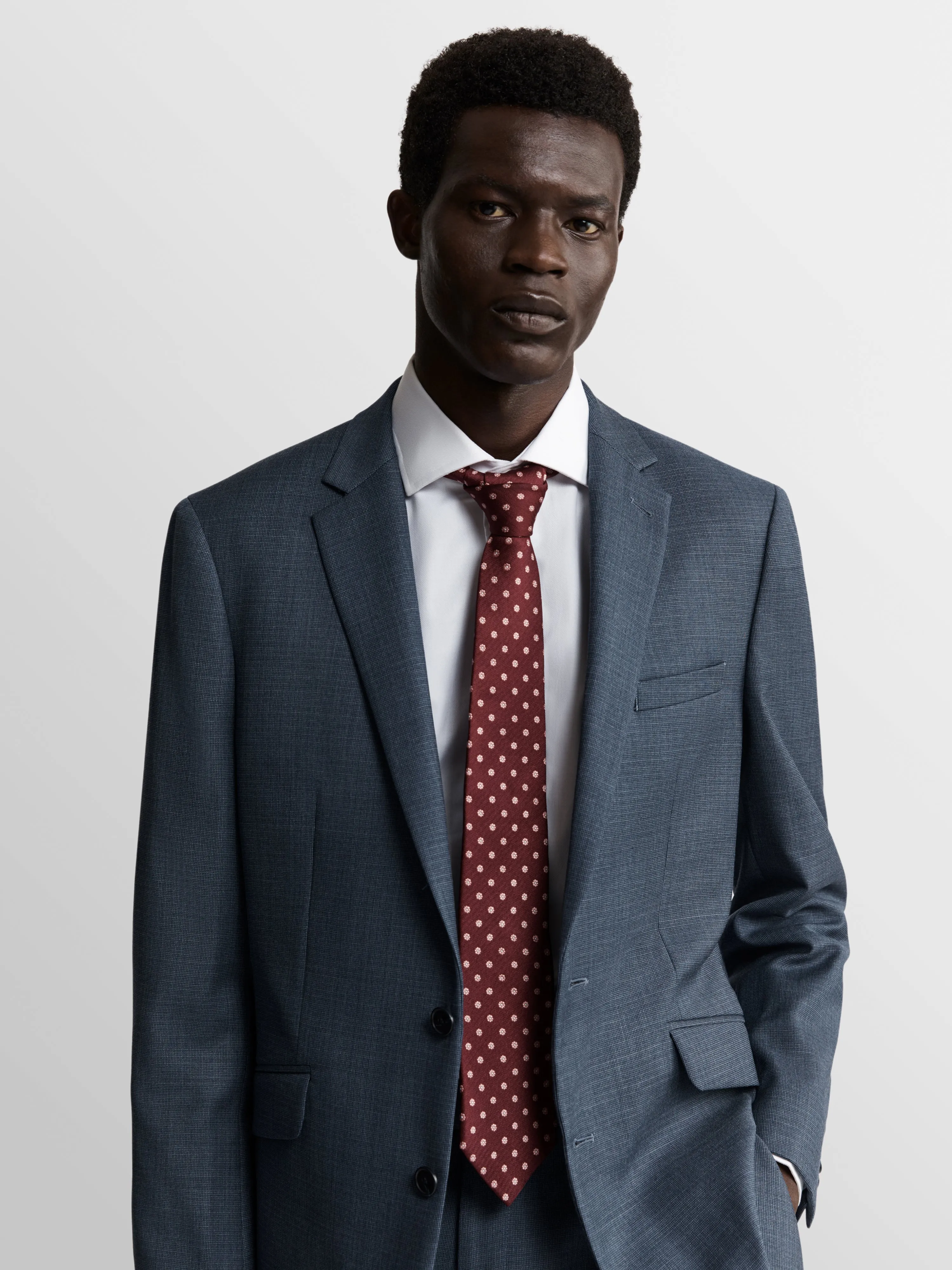 Williams Italian Luxury Slim Denim Puppytooth Suit Jacket