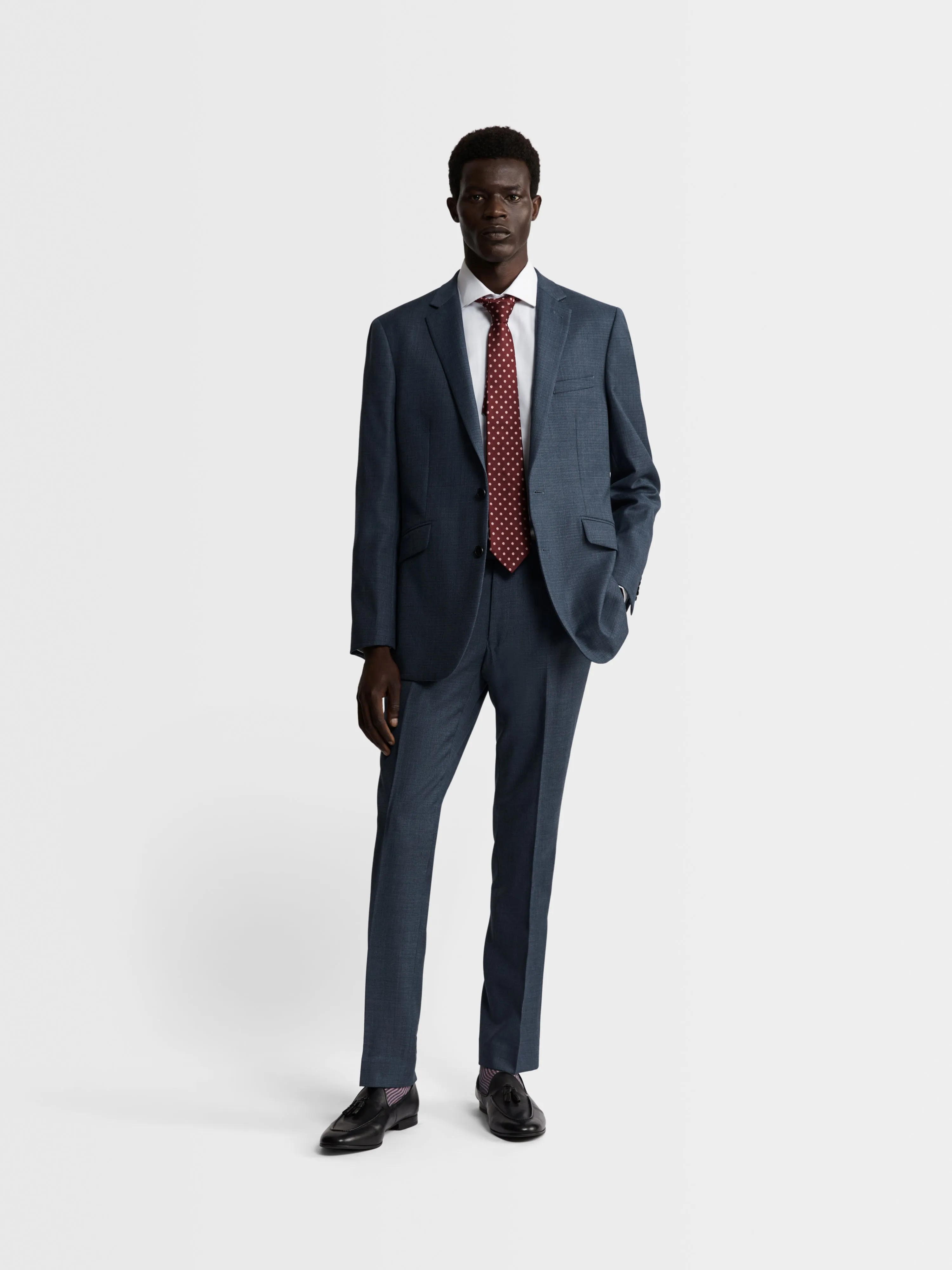 Williams Italian Luxury Slim Denim Puppytooth Suit Jacket