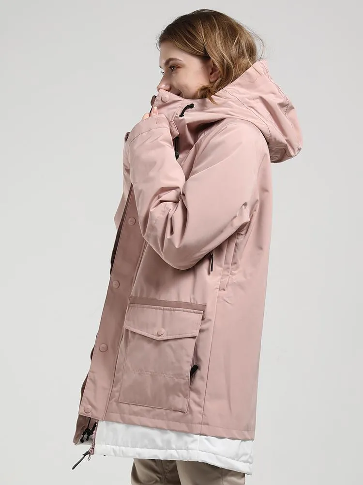 winter new ladies pink ski suit single and double board waterproof wear-resistant warm ski suit