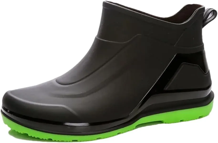 Wjnvfioo Short Tube Rain Shoes Men's Waterproof Rain Boots Medium Tube Anti Slip Rubber Shoes Washing Work Shoes
