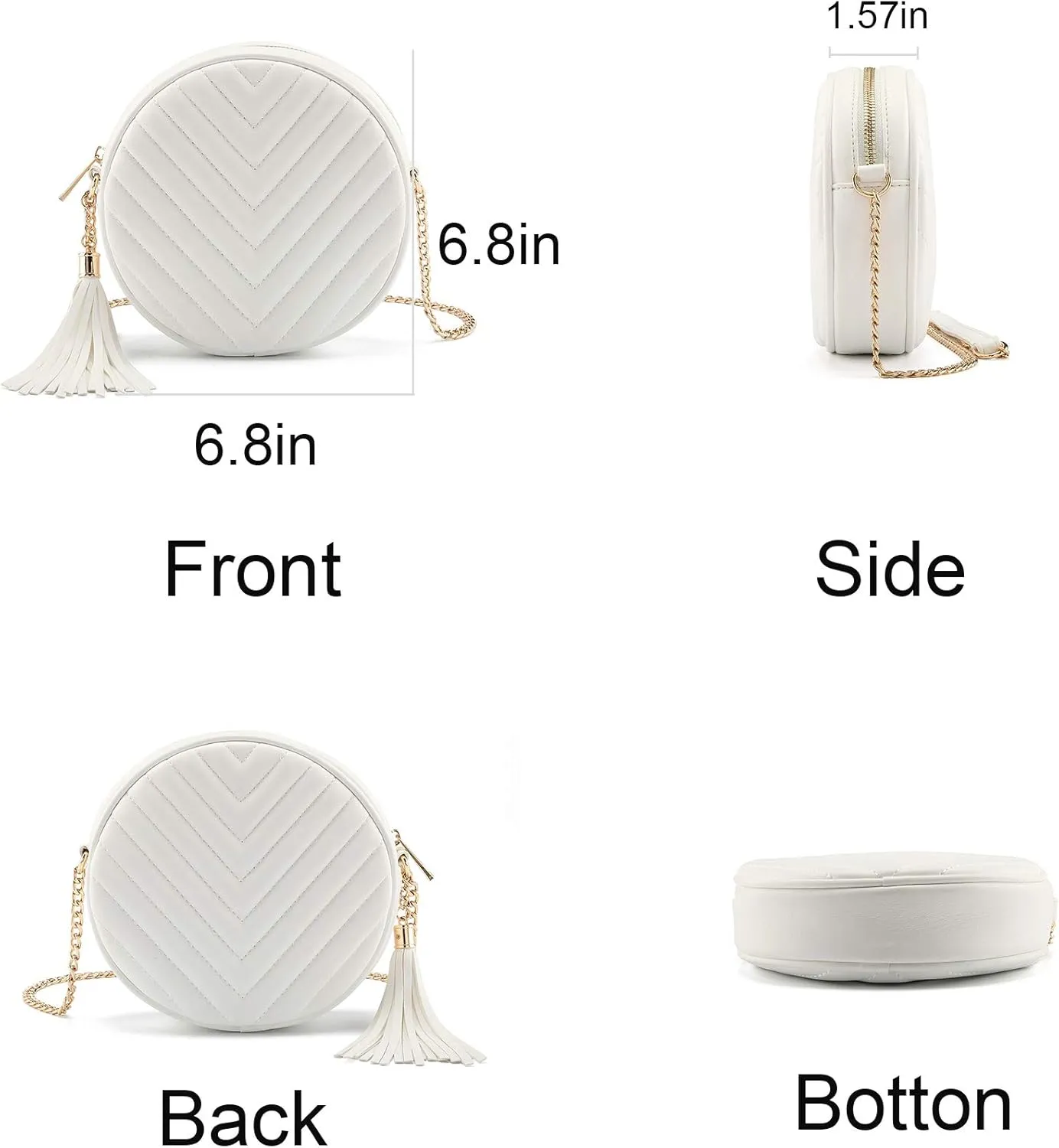 Women Crossbody Shoulder Bag Circle Tassel Purse Clutch Evening Small PU leather Handbag Fashion Wallet With Chain (Gold #1)
