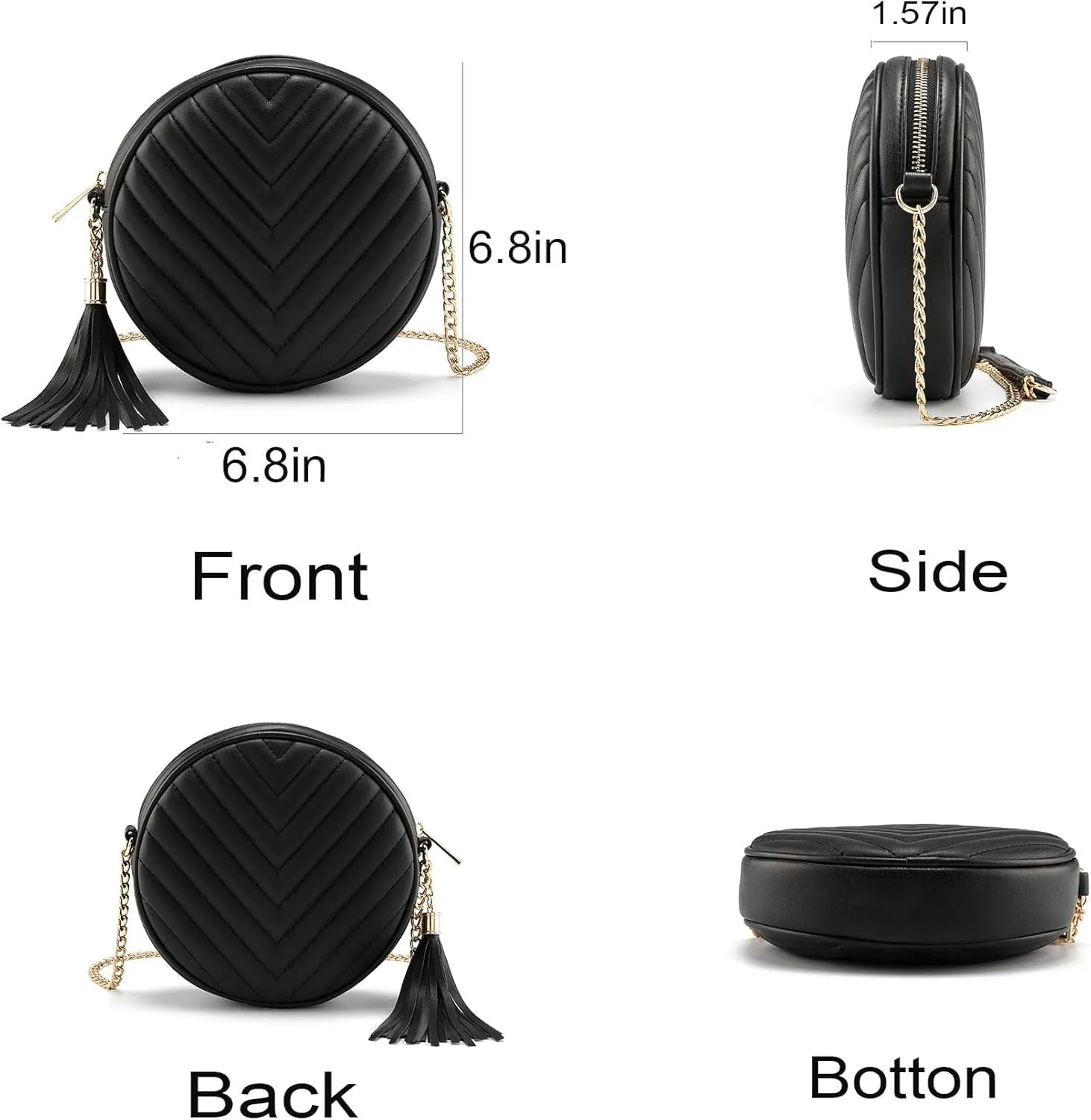 Women Crossbody Shoulder Bag Circle Tassel Purse Clutch Evening Small PU leather Handbag Fashion Wallet With Chain