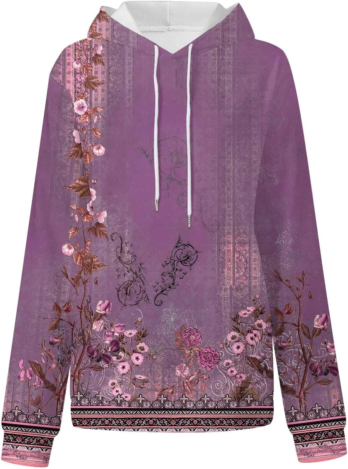 Women Oversized Hooded Sweatshirts Fashion Printed Pocket Long Sleeve Blouse Casual Tops Sweatershirt Y2K Hoodies