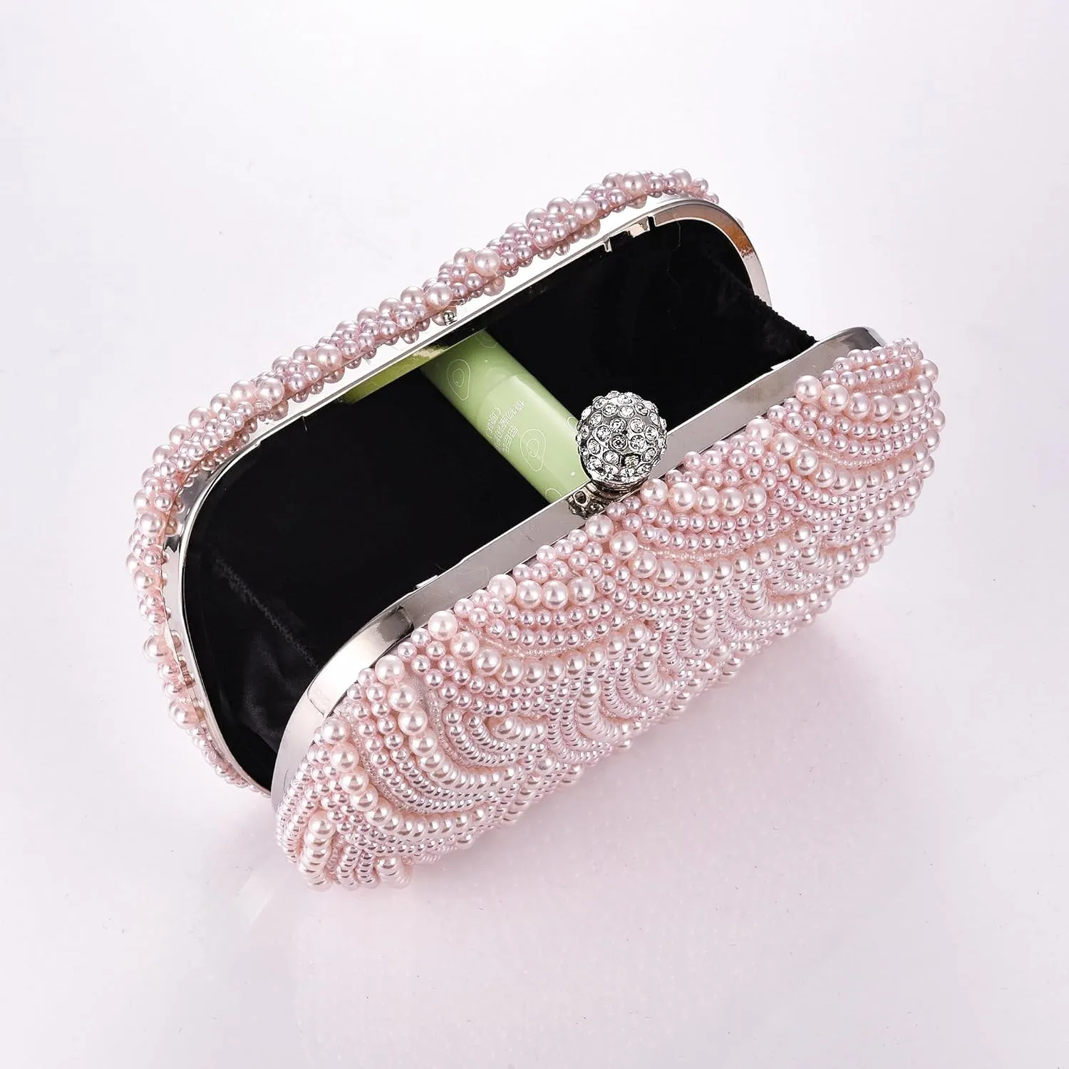 Women Pearl Evening Clutch Bag Handmade Full Beaded Elegant Bridal Purse Crossbody Handbag For Wedding Party Prom