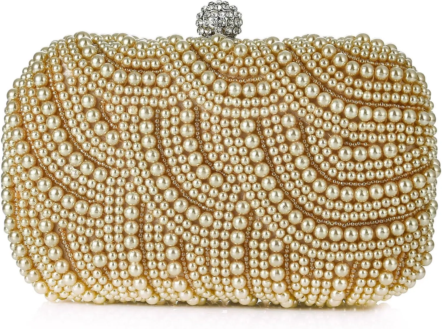 Women Pearl Evening Clutch Bag Handmade Full Beaded Elegant Bridal Purse Crossbody Handbag For Wedding Party Prom