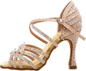 Women Salsa Dance Shoes Latin Ballroom Shoes Latin Dance Shoes Tango Party Shoes 9cm(Skin Heel 7.5cm,8)