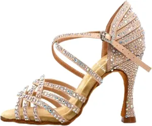 Women Salsa Dance Shoes Latin Ballroom Shoes Latin Dance Shoes Tango Party Shoes 9cm(Skin Heel 8.5cm,9.5)