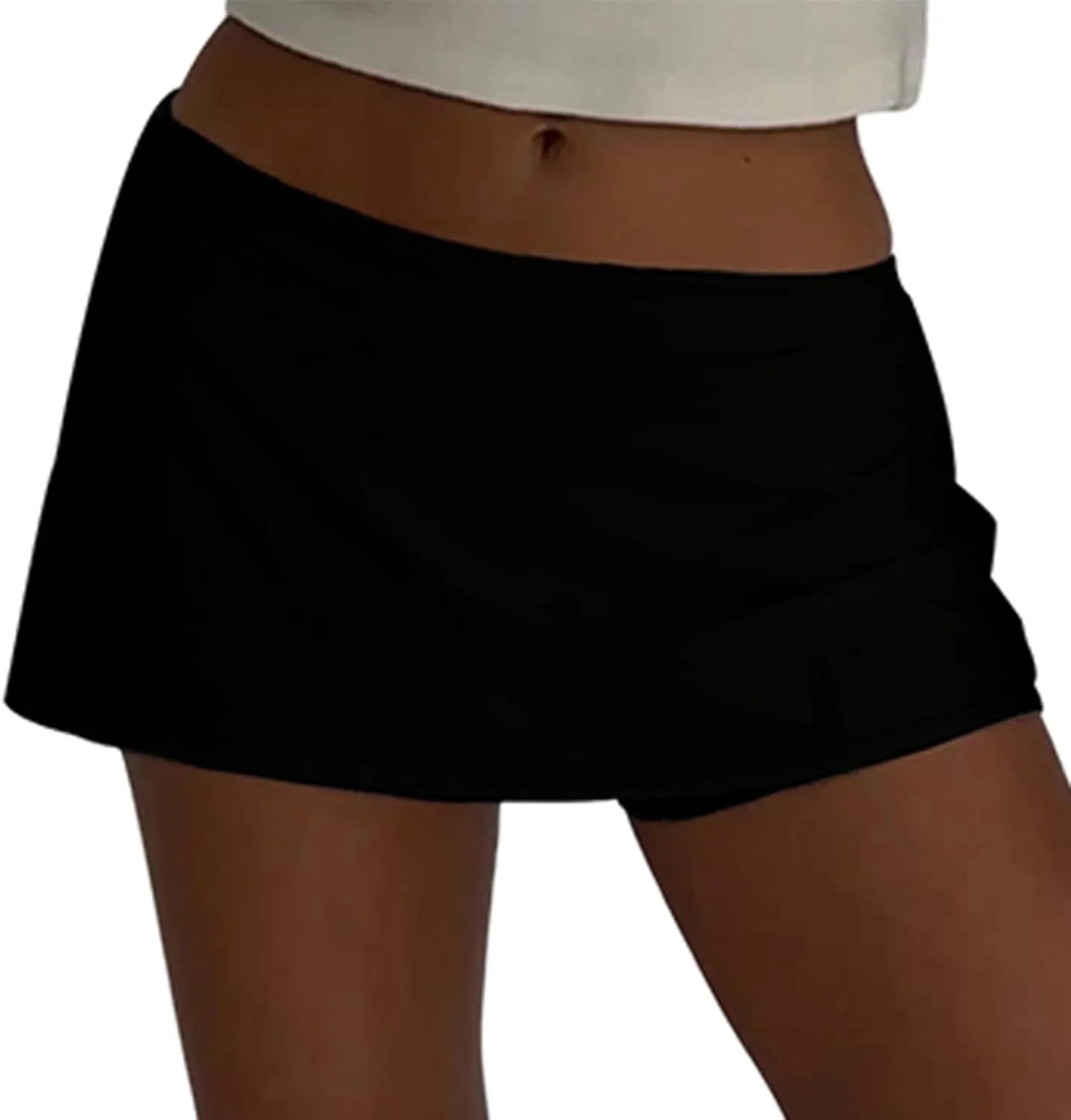 Women Solid Color Micro Skort Low Waist Pencil Short Skirts Y2k Bodycon Mini Skirt with Shorts