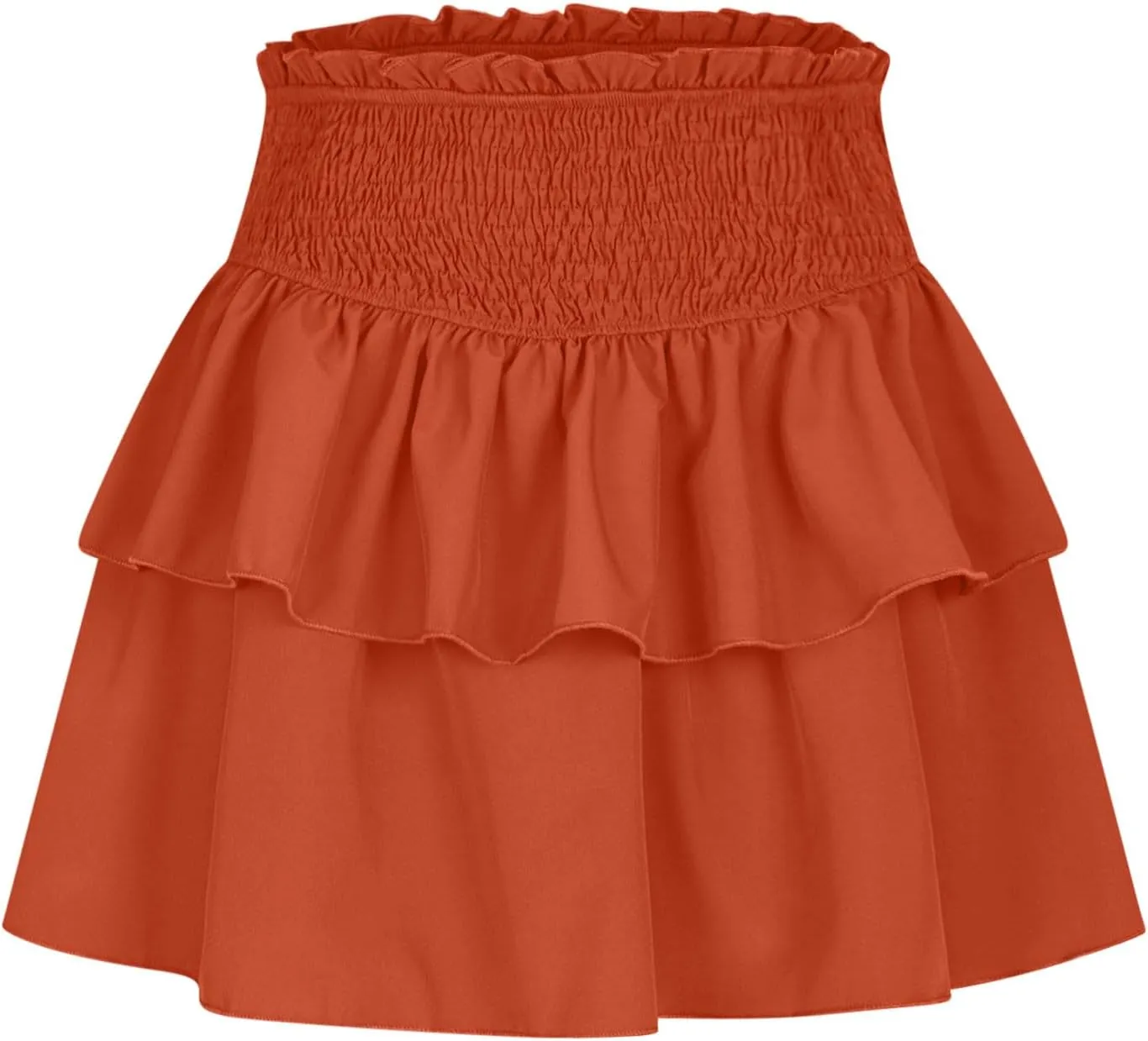 Women Summer Tiered Short Skirt with Shorts, Smocked High Waisted Ruffle Mini Skirts Teen Girls Cute Casual Skirts