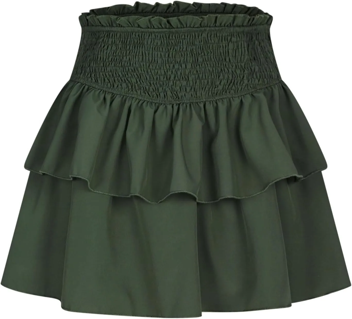 Women Summer Tiered Short Skirt with Shorts, Smocked High Waisted Ruffle Mini Skirts Teen Girls Cute Casual Skirts
