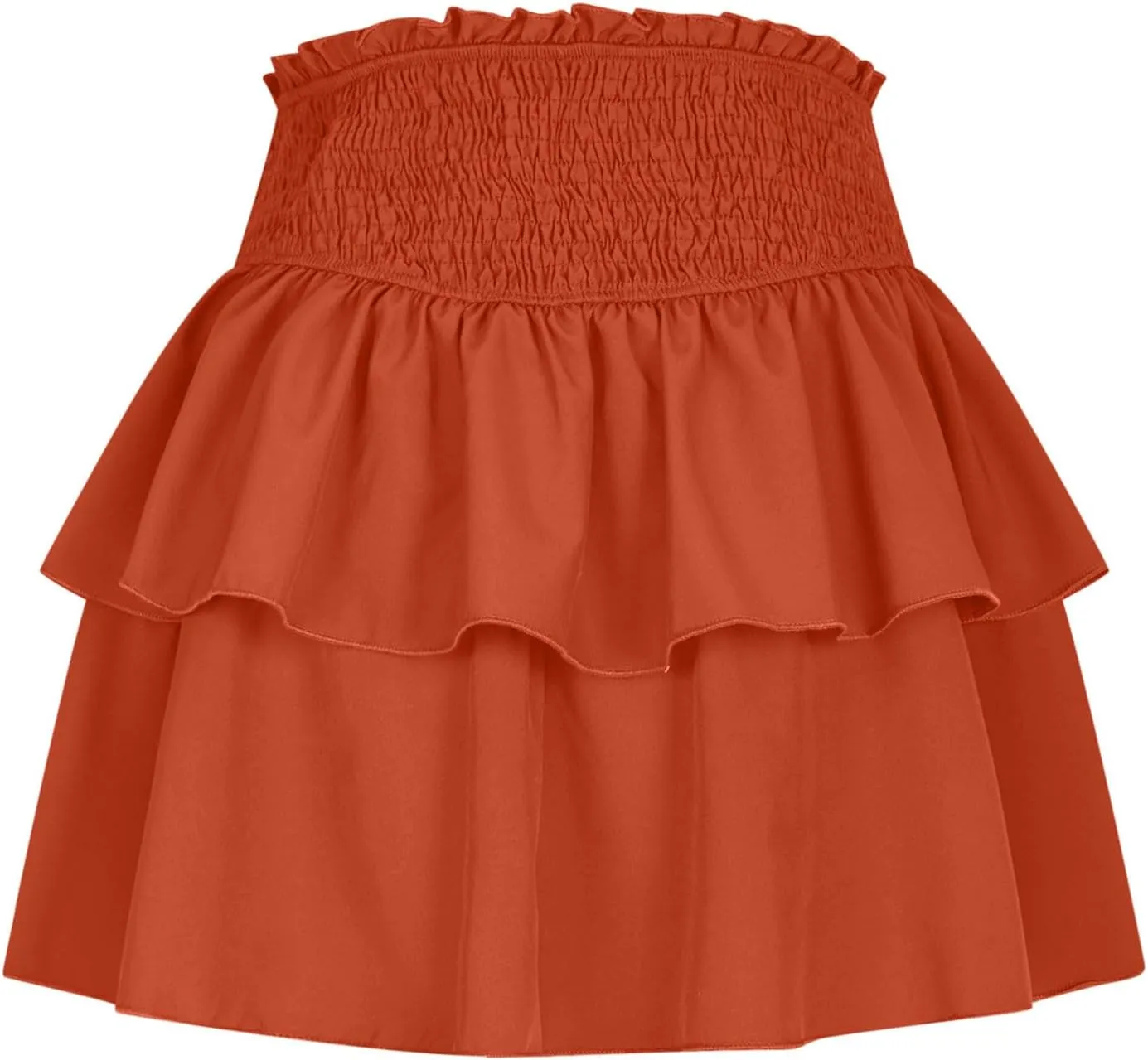 Women Summer Tiered Short Skirt with Shorts, Smocked High Waisted Ruffle Mini Skirts Teen Girls Cute Casual Skirts