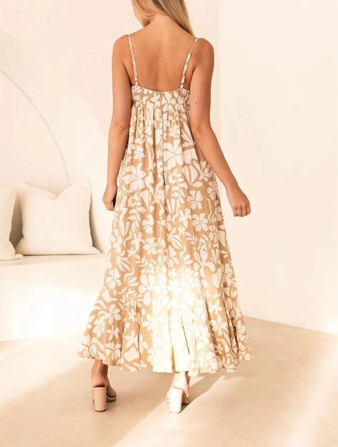 Women Summer Y2k Boho Maxi Dress Graffiti Spaghetti Strap Long Dress Causal Backless Flowy Beach Sundress