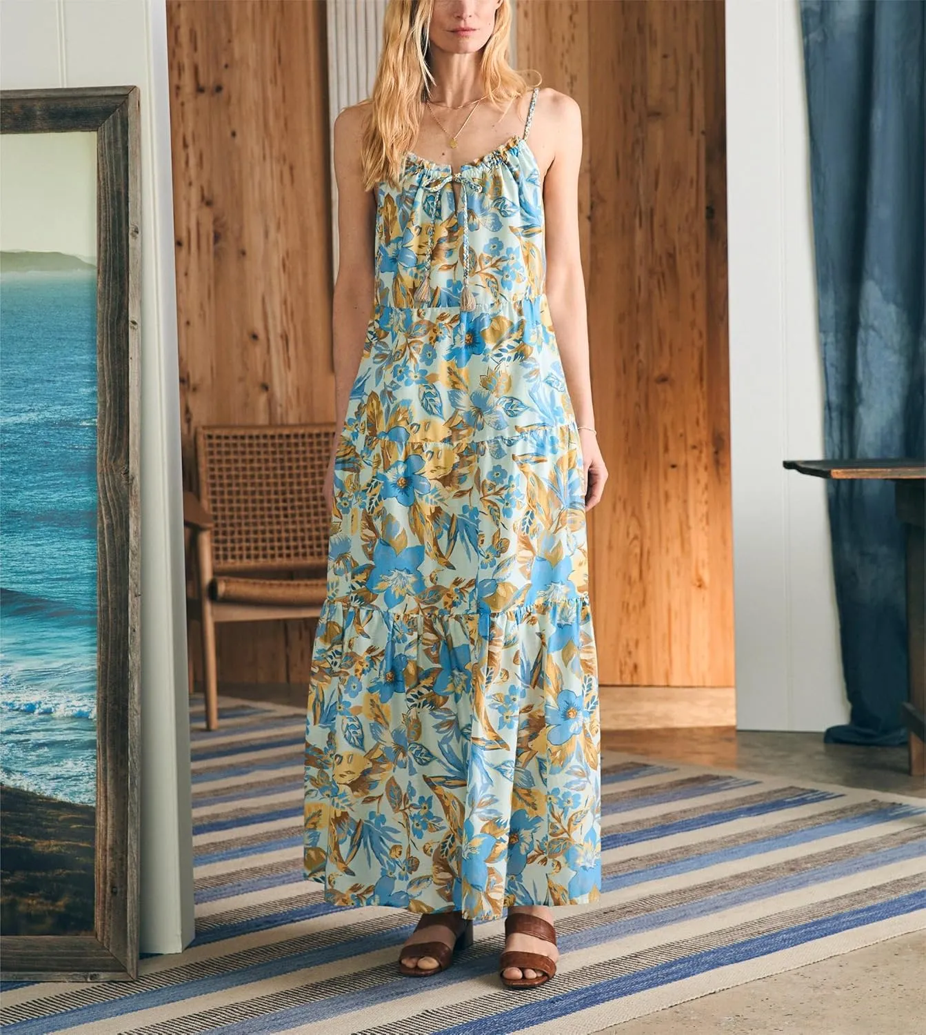 Women Summer Y2k Boho Maxi Dress Graffiti Spaghetti Strap Long Dress Causal Backless Flowy Beach Sundress