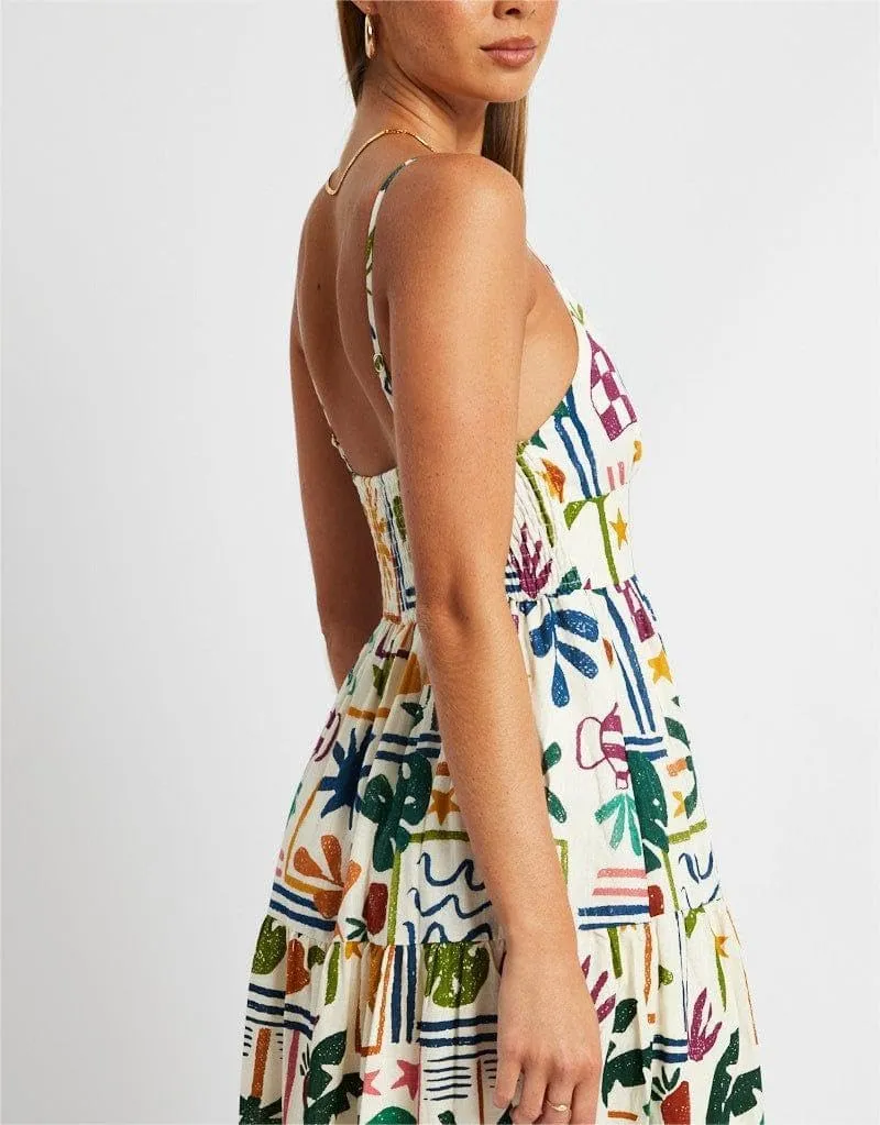 Women Summer Y2k Boho Maxi Dress Graffiti Spaghetti Strap Long Dress Causal Backless Flowy Beach Sundress