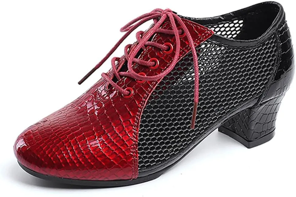 Womens Ballroom Dance Boots Beginner Latin Dancing Shoes Split-Sole Performance Character Teaching Shoes