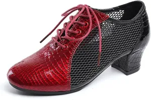 Womens Ballroom Dance Boots Beginner Latin Dancing Shoes Split-Sole Performance Character Teaching Shoes