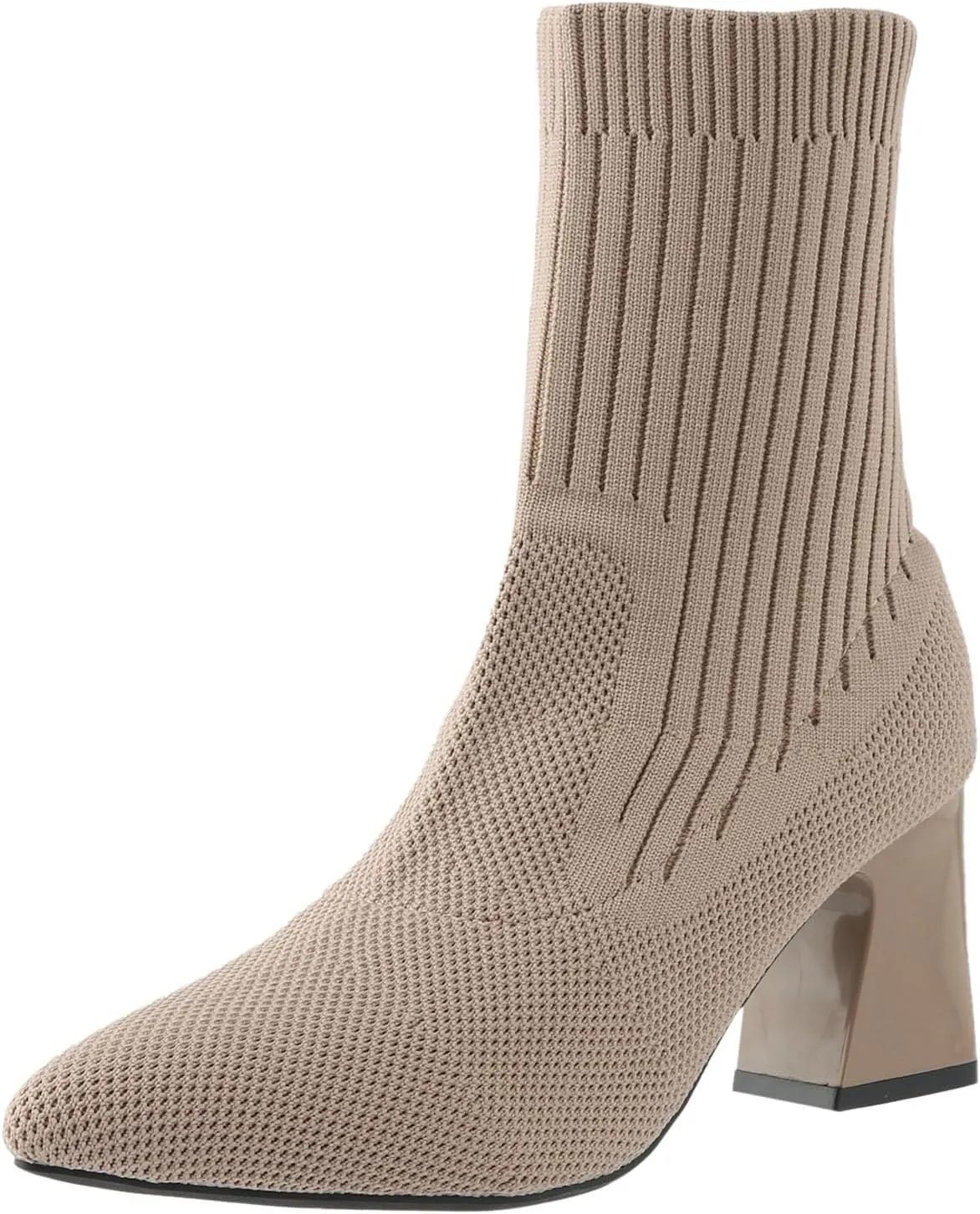 Womens Boots Solid Color Thick Heels Insulated Warm Boots for Women Knitted Elastic Soft Socks Fashion Boots