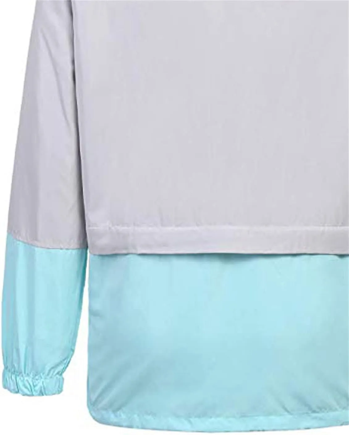 Women's Casual Waterproof Trench Coat Zip Up Lightweight Outwear Rain Jacket Solid Colorsplicing Drawstring Hooded