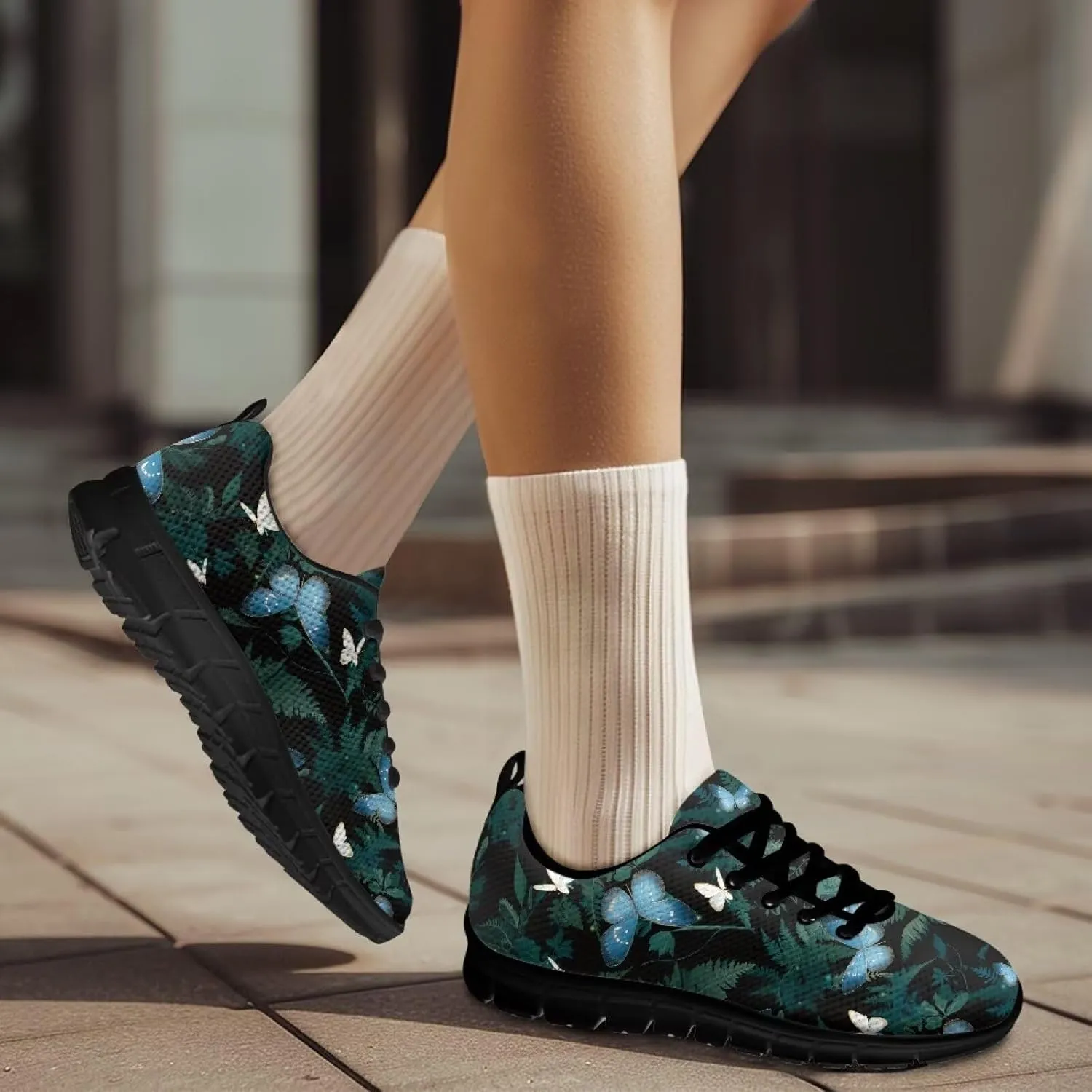 Women's Fashion Sneakers Low Top Casual Shoes Lightweight Wide Arch Support Travel Sneakers for Workout Size 5-12 Black Sole