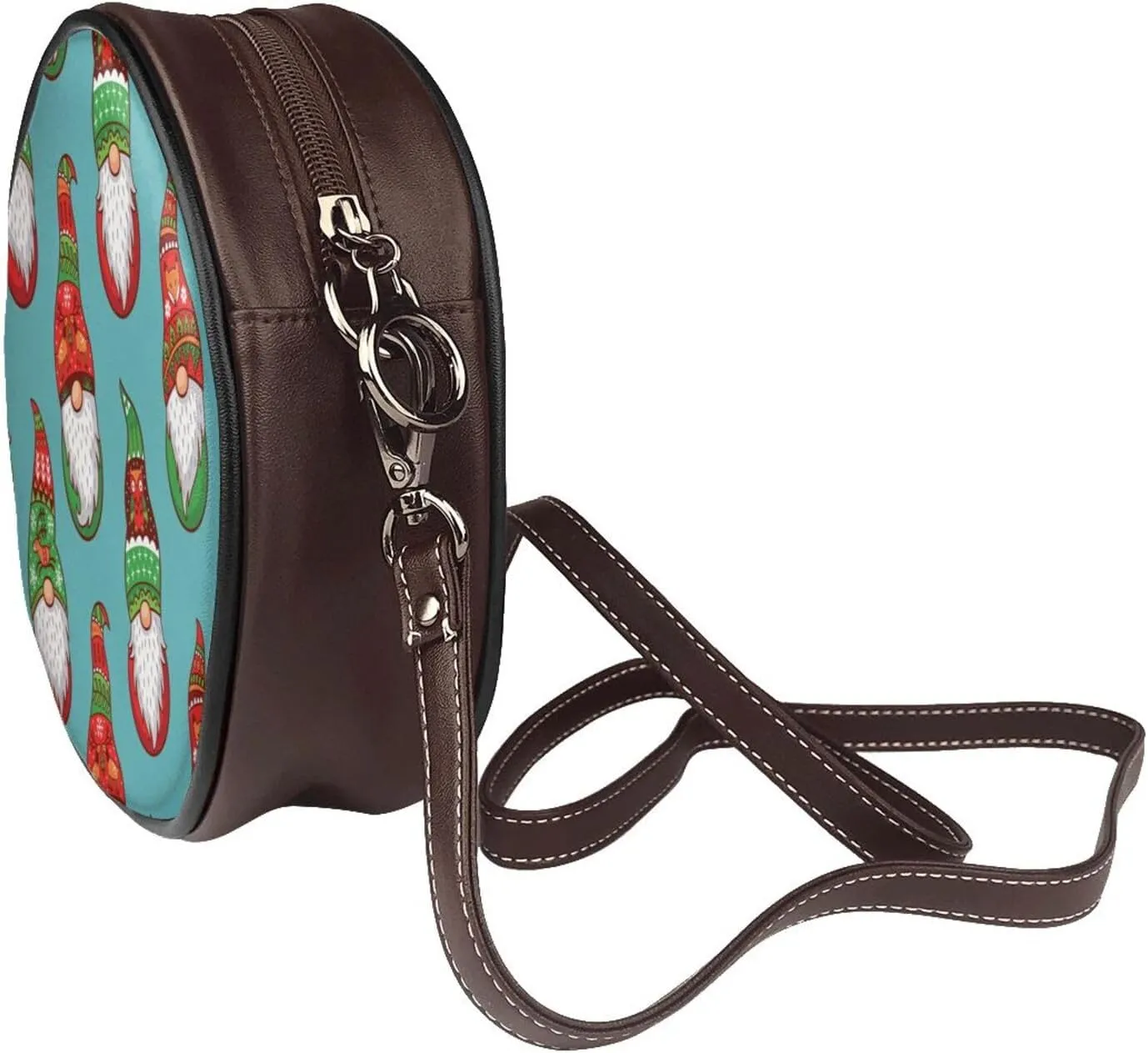 Women's Faux Leather Large Round Crossbody Purse Handbag Shoulder Bag for Travel