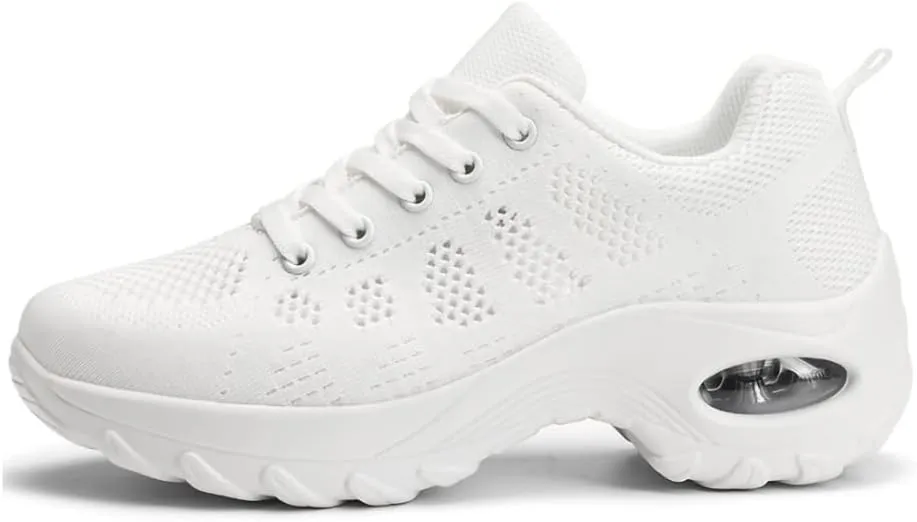Women's Lace-up Dance Sneakers Air Cushion Hip Hop Athletic Line Dance Shoes Low Heel,Model 1918