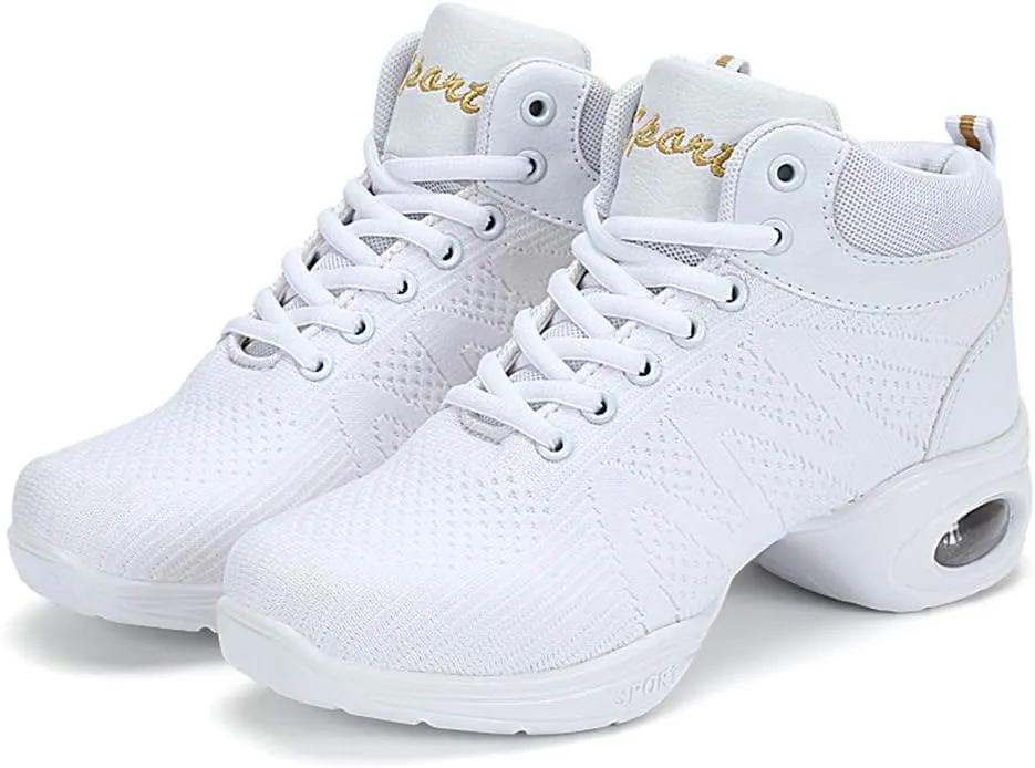 Women's Lace-up Dance Sneakers Air Cushion Hip Hop Athletic Line Dance Shoes Low Heel,Model 1918