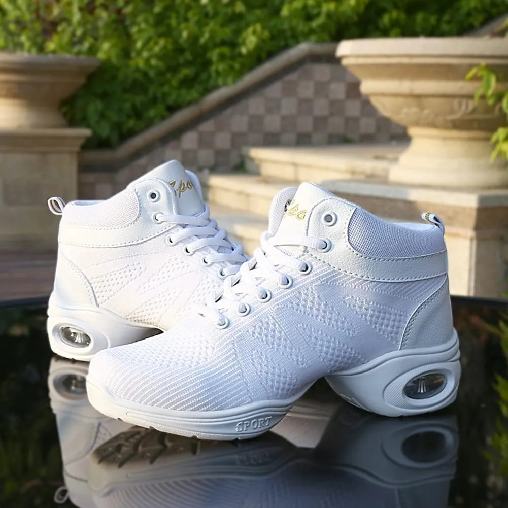 Women's Lace-up Dance Sneakers Air Cushion Hip Hop Athletic Line Dance Shoes Low Heel,Model 1918