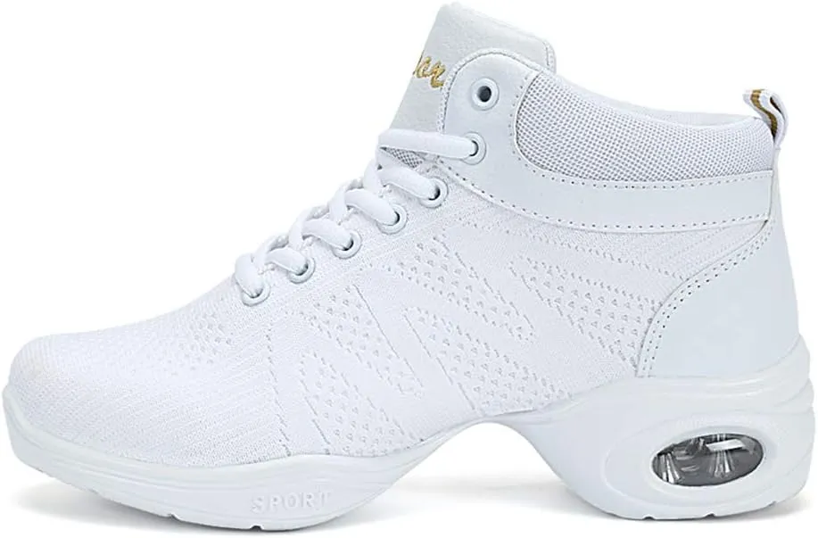 Women's Lace-up Dance Sneakers Air Cushion Hip Hop Athletic Line Dance Shoes Low Heel,Model 1918