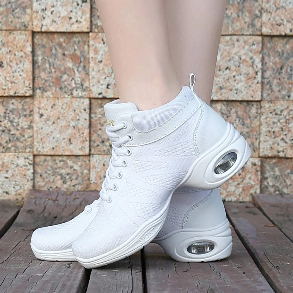 Women's Lace-up Dance Sneakers Air Cushion Hip Hop Athletic Line Dance Shoes Low Heel,Model 1918