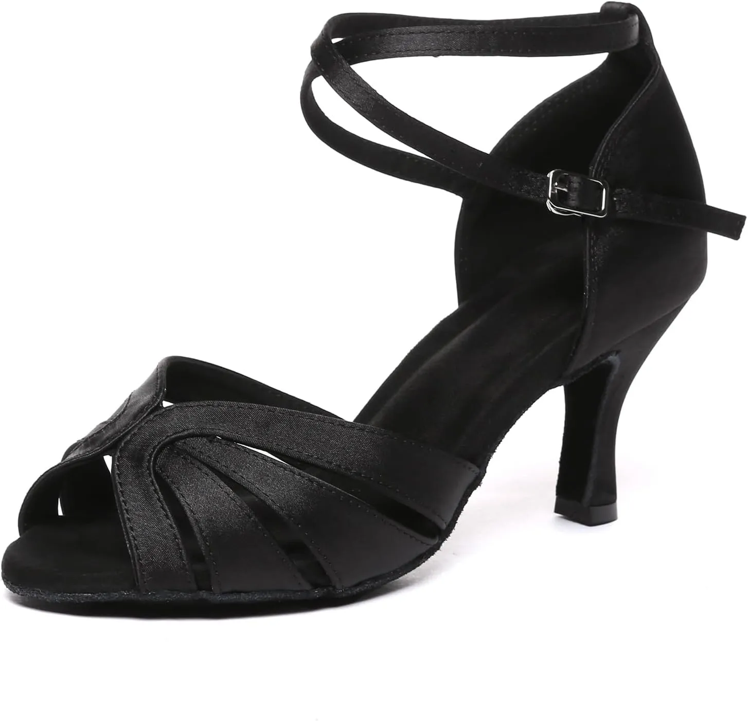 Women's Latin Dance Shoes Open Toe Satin Ballroom Salsa Tango Performance Dancing Practice Shoes