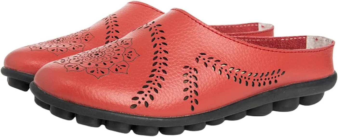Womens Loafers Comfortable Dressy Slip On Mule Sandals Breathable Cutout Walking Shoes Orthopedic Sandals for Women Wide Width Lightweight Office Shoes Casual Ladies Slippers Flat Sandal 2025