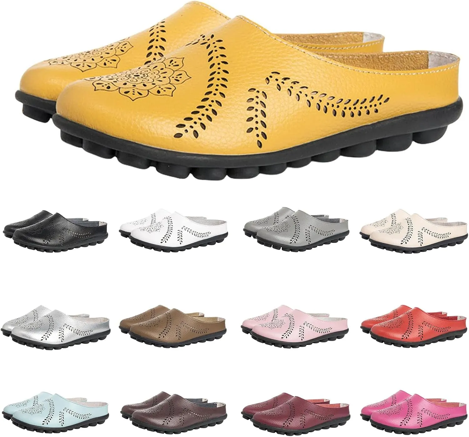 Womens Loafers Comfortable Dressy Slip On Mule Sandals Breathable Cutout Walking Shoes Orthopedic Sandals for Women Wide Width Lightweight Office Shoes Casual Ladies Slippers Flat Sandal 2025
