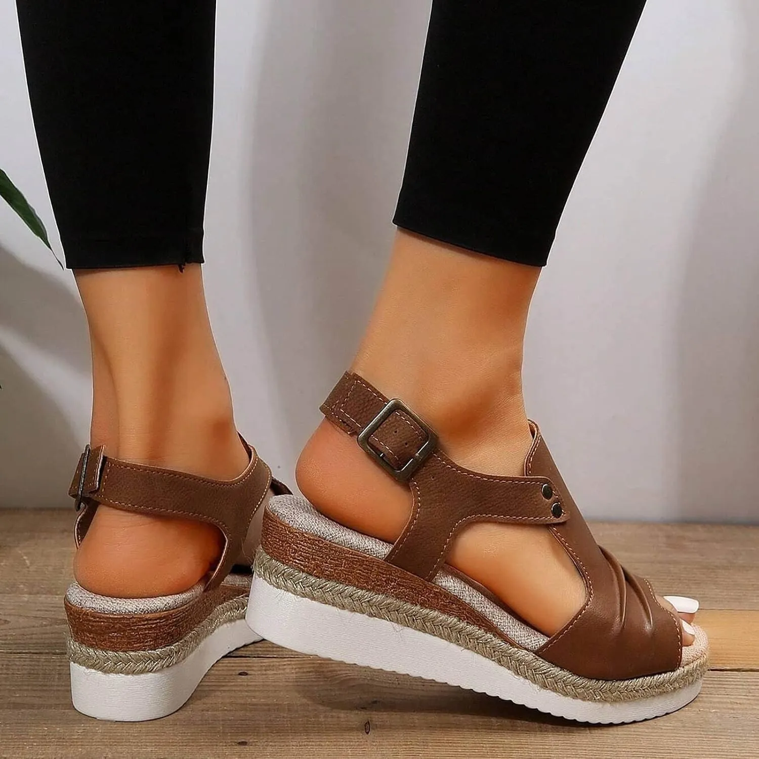 Women's Orthopedic Arch Support Platform Wedge Sandals 2025 Casual Open Toe Slingback Espadrilles Summer Fashion Hollow Out Dress Shoes Casual Comfortable Mules Adjustable Slide Walking Shoes